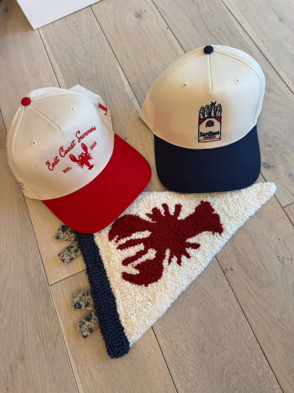 OTTO Kids White & Red Baseball Cap with Lobster Embroidery